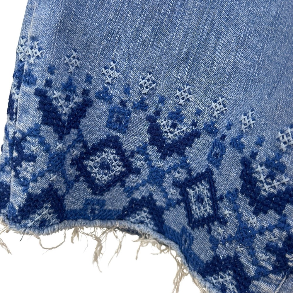 LAUREN RALPH LAUREN Embroidered Crop JEANS 22W Stretch Denim Boho 40 X 23 Stitch - Picture 3 of 16